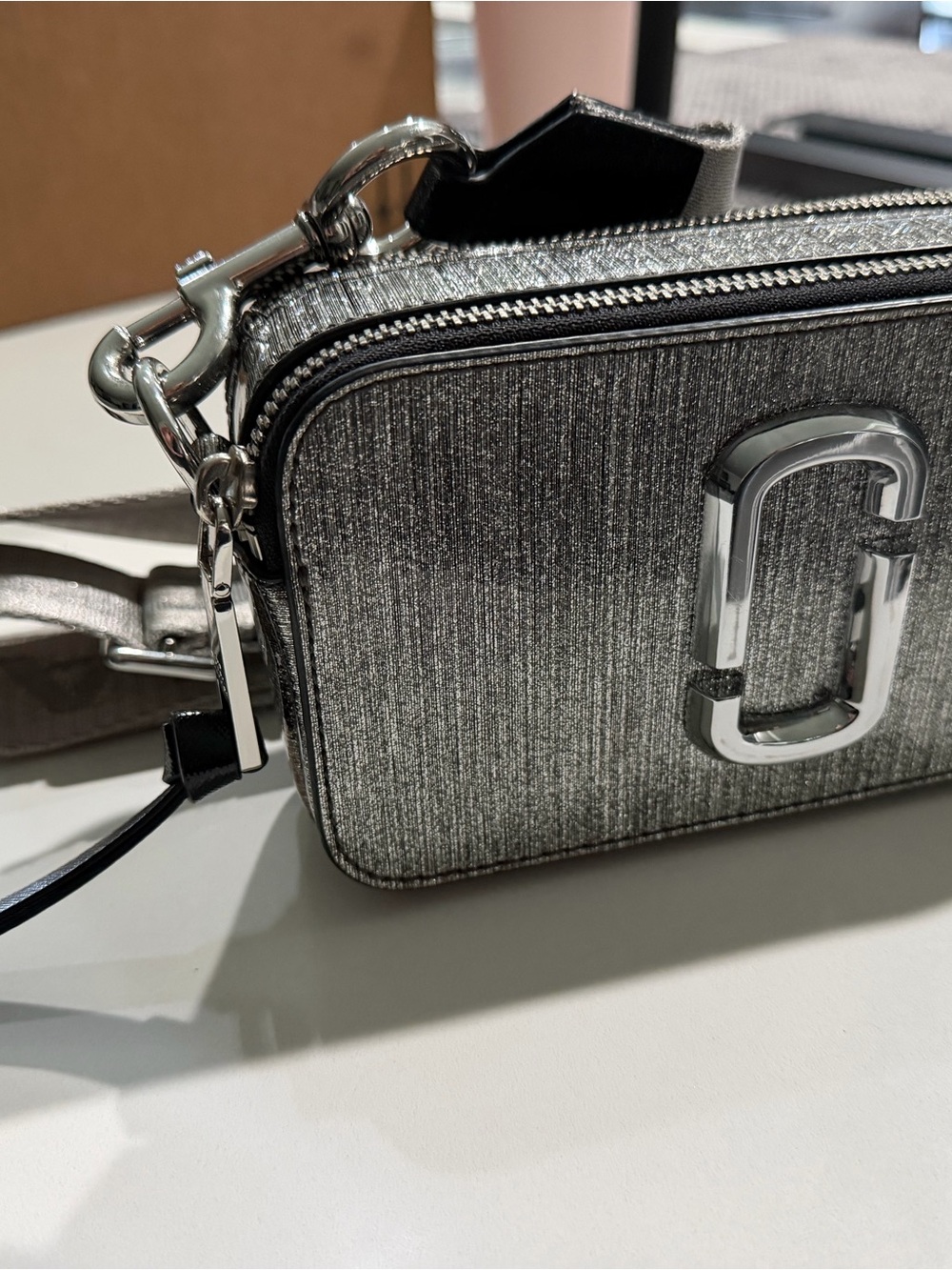 Marc Jacobs Metallic Silver Snapshot Crossbody Camera Bag
